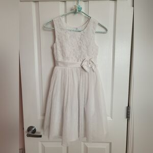 White Lace Tulle Formal Dress